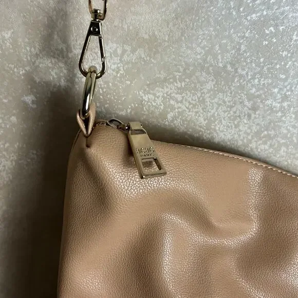 BCBG Paris Pebbled Faux Leather Tan Beige Crossbody Bag - Picture 5 of 6